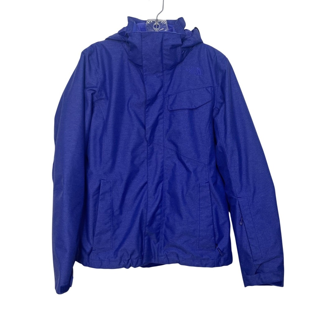 The North Face Ski Jacket Womens Medium Purple Hooded Fleece Lined Winter Coat